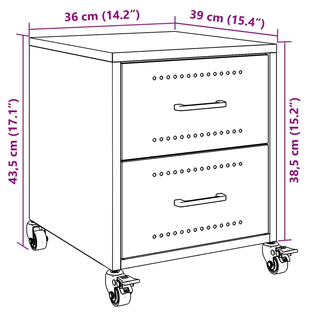 Noćni ormarići 2 kom ružičasti 36x39x43,5 cm čelični