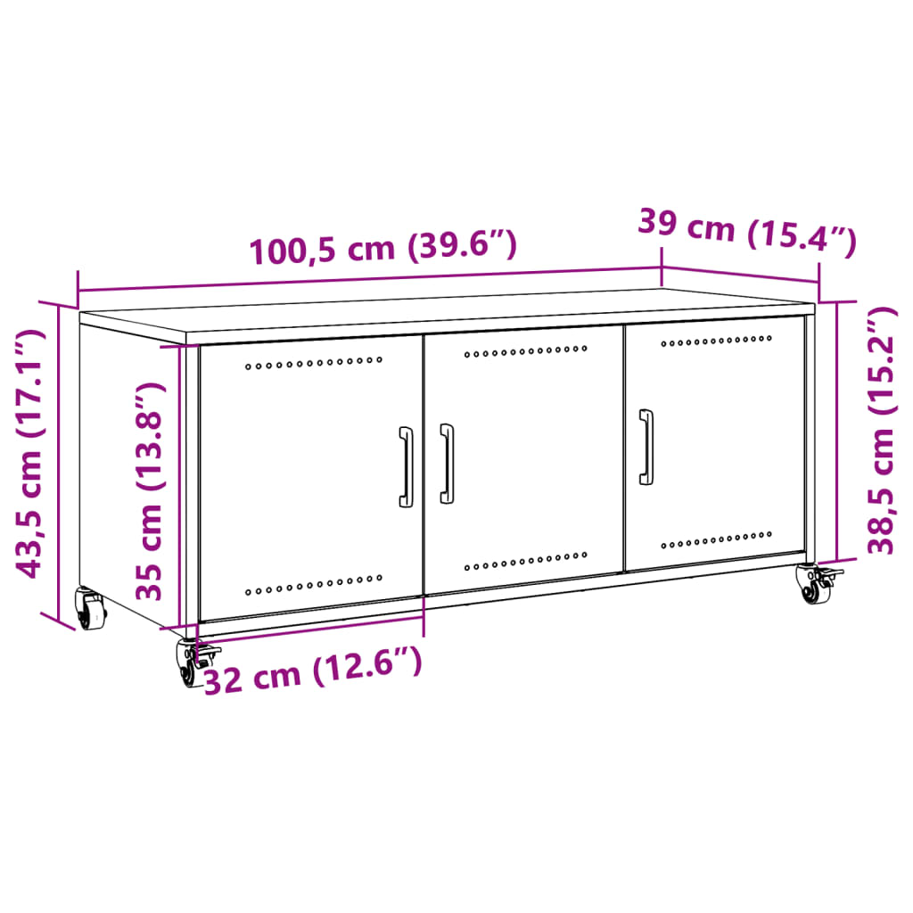 TV ormarić boja senfa 100,5 x 39 x 43,5 cm čelični