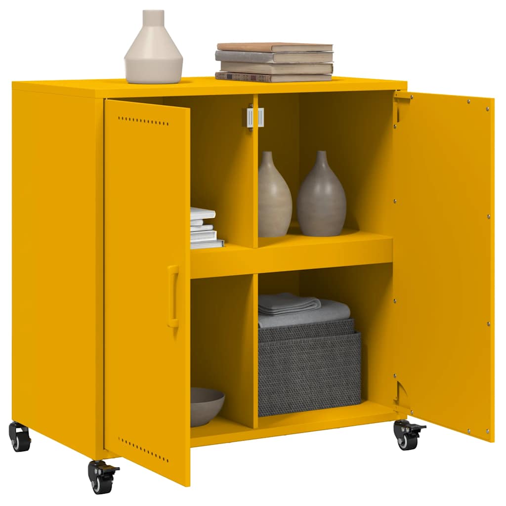 Komoda boja senfa 68x39x72 cm čelični