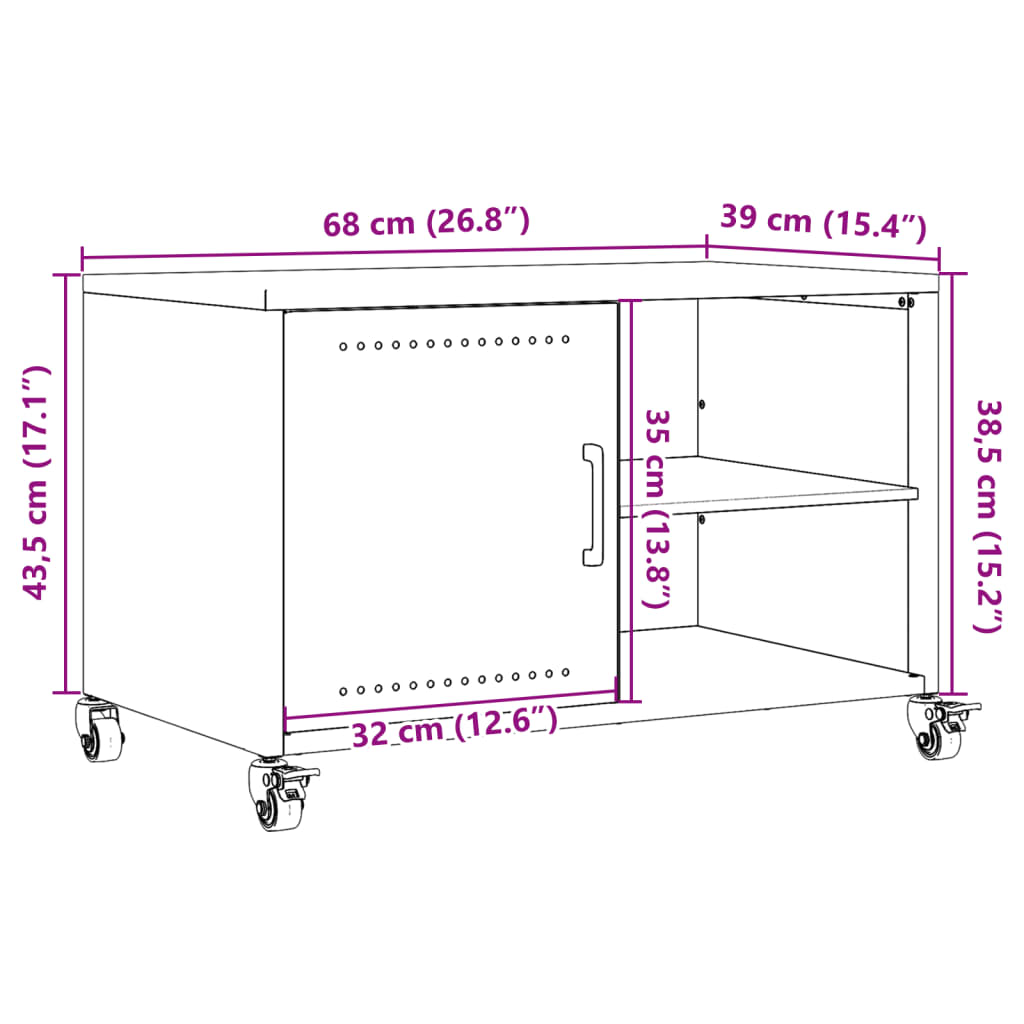 TV ormarić maslinastozeleni 68 x 39 x 43,5 cm čelični