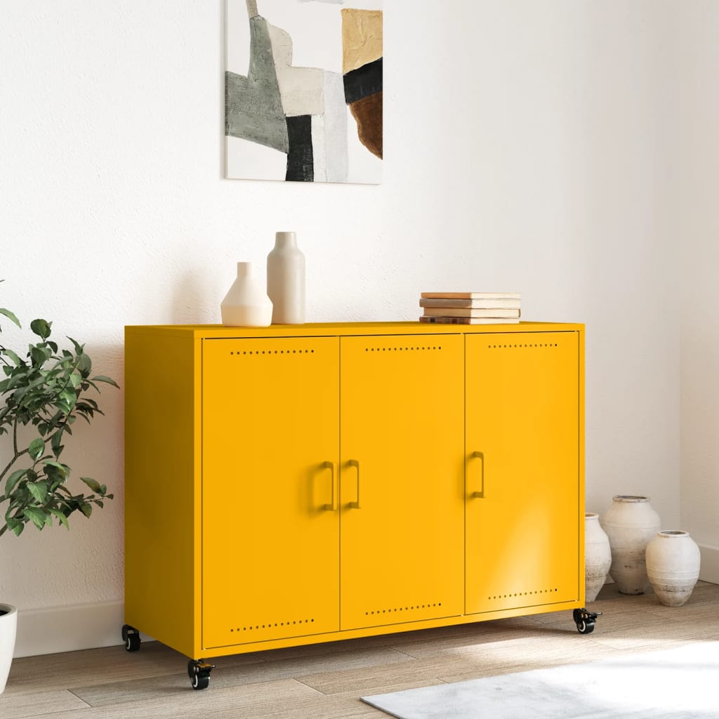 Komoda boja senfa 100,5x39x72 cm čelični