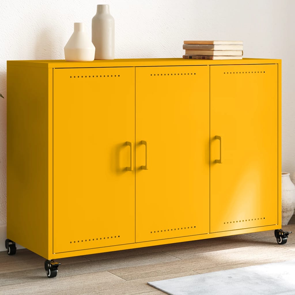 Komoda boja senfa 100,5x39x72 cm čelični