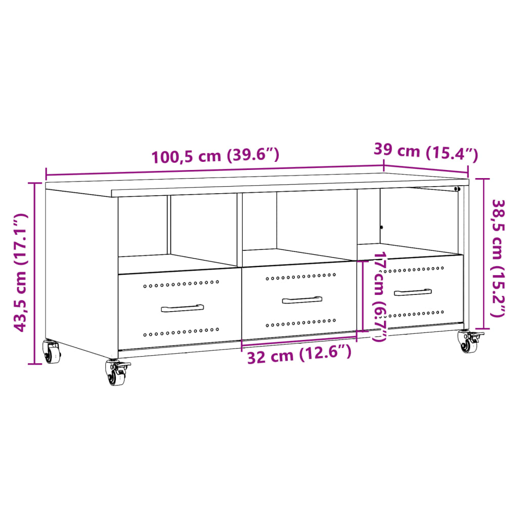 TV ormarić antracit 100,5 x 39 x 43,5 cm čelik