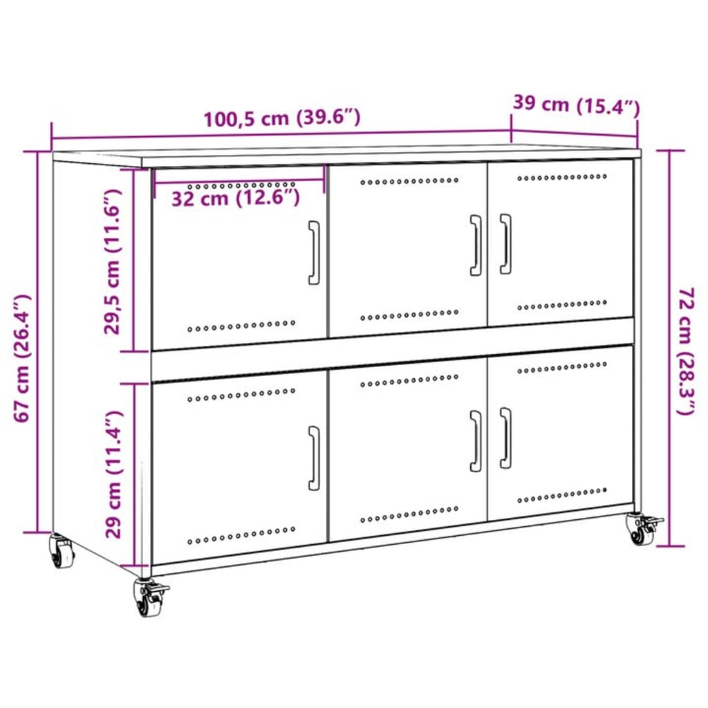Komoda crna 100,5 x 39 x 72 cm čelik