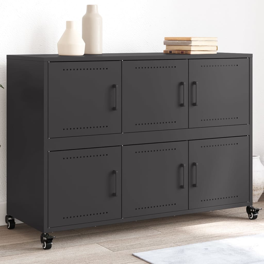 Komoda crna 100,5 x 39 x 72 cm čelik