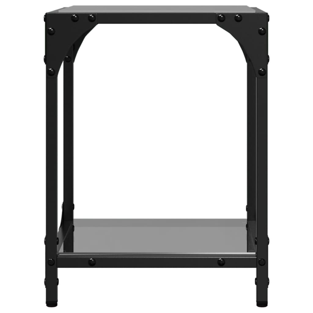 Stolići za kavu s crnim staklenim vrhom 2 kom 30x30x40 cm čelik