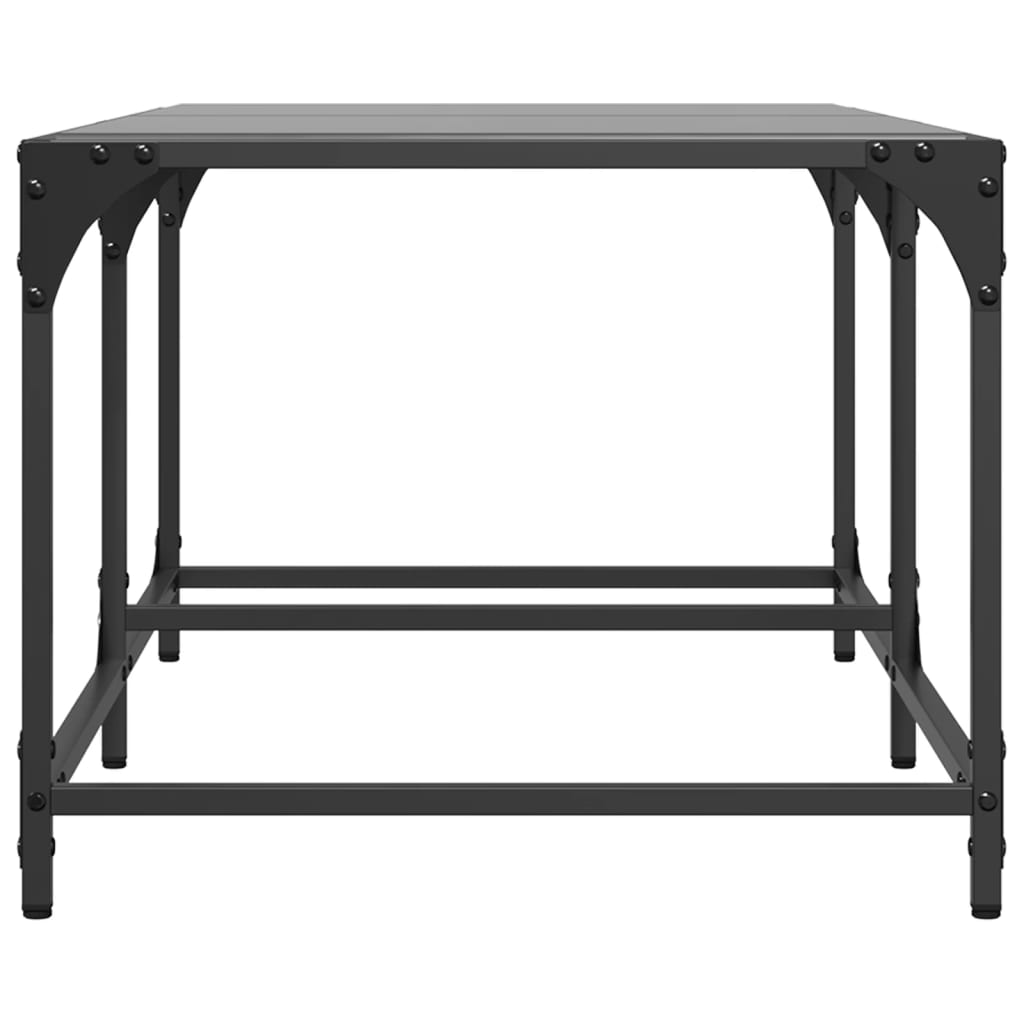 Stolić za kavu s crnom staklenom površinom 98,5x50x40 cm čelik