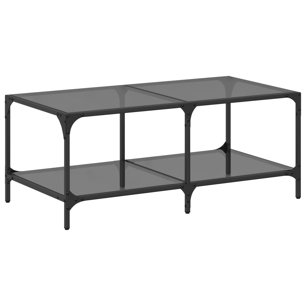 Stolić za kavu s crnom staklenom površinom 98,5x50x40 cm čelik