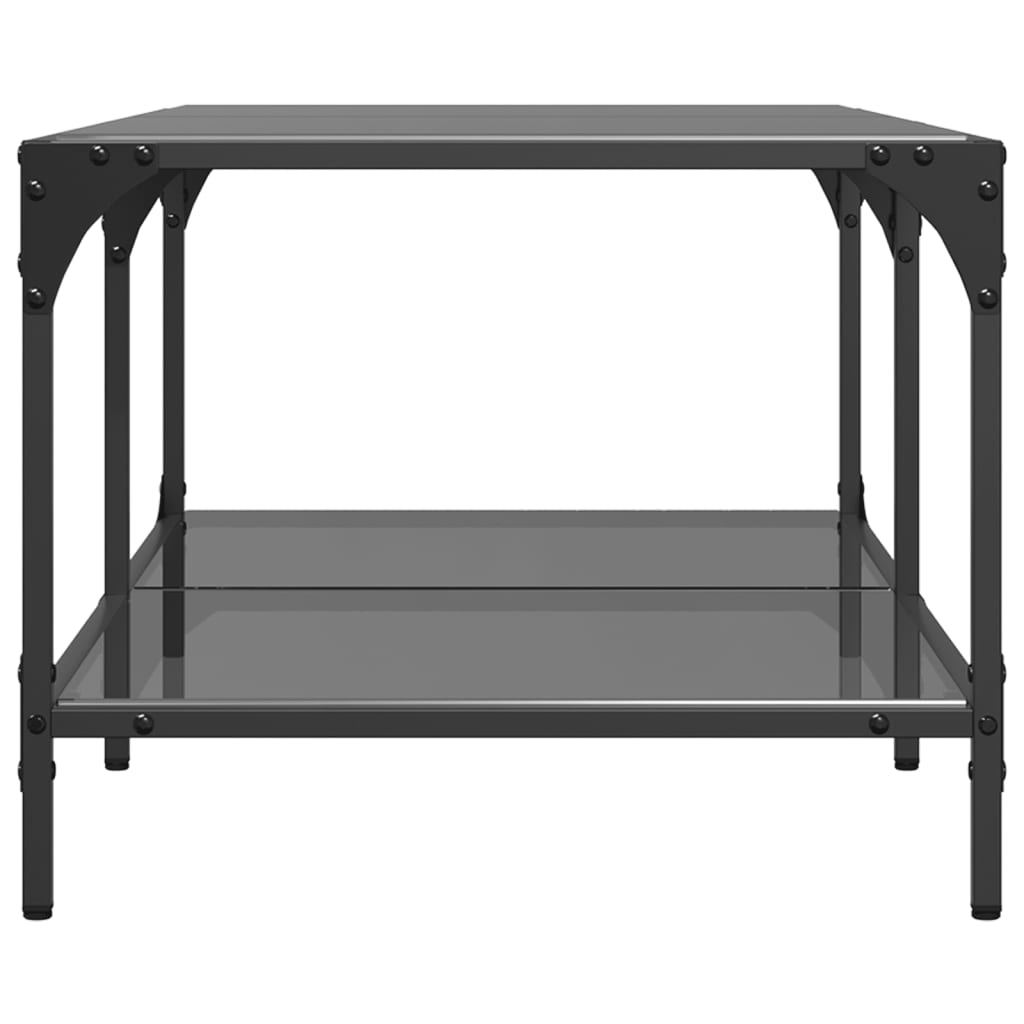 Stolić za kavu s crnom staklenom površinom 98,5x50x40 cm čelik