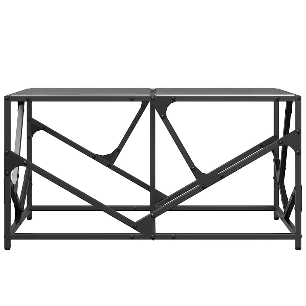 Stolić za kavu s crnom staklenom površinom 78,5x40x41 cm čelik
