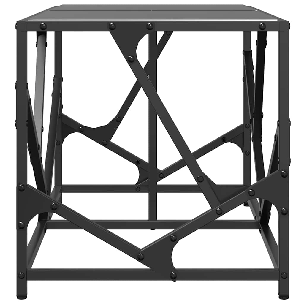Stolić za kavu s crnom staklenom površinom 78,5x40x41 cm čelik