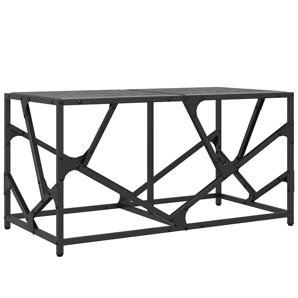Stolić za kavu s crnom staklenom površinom 78,5x40x41 cm čelik