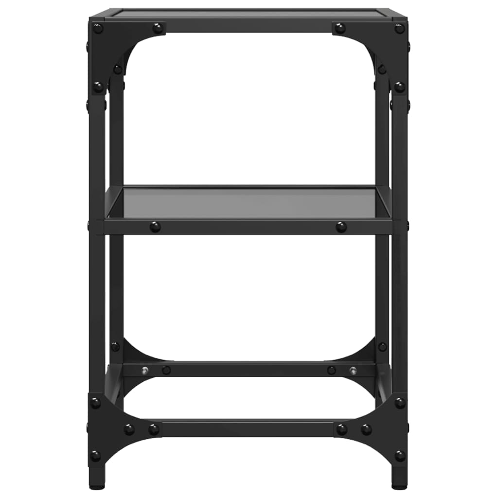 Stolići za kavu s crnim staklenim vrhom 2 kom 30x30x45 cm čelik