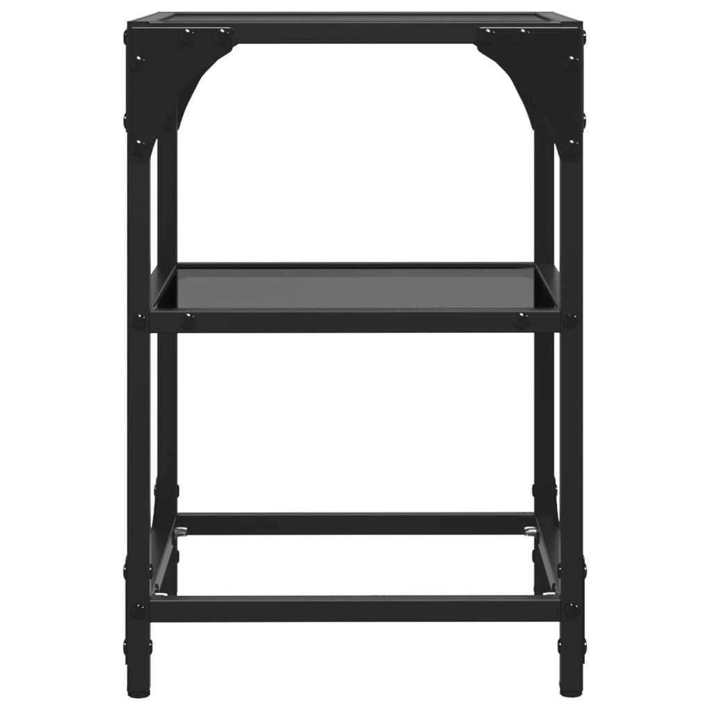 Stolići za kavu s crnim staklenim vrhom 2 kom 30x30x45 cm čelik