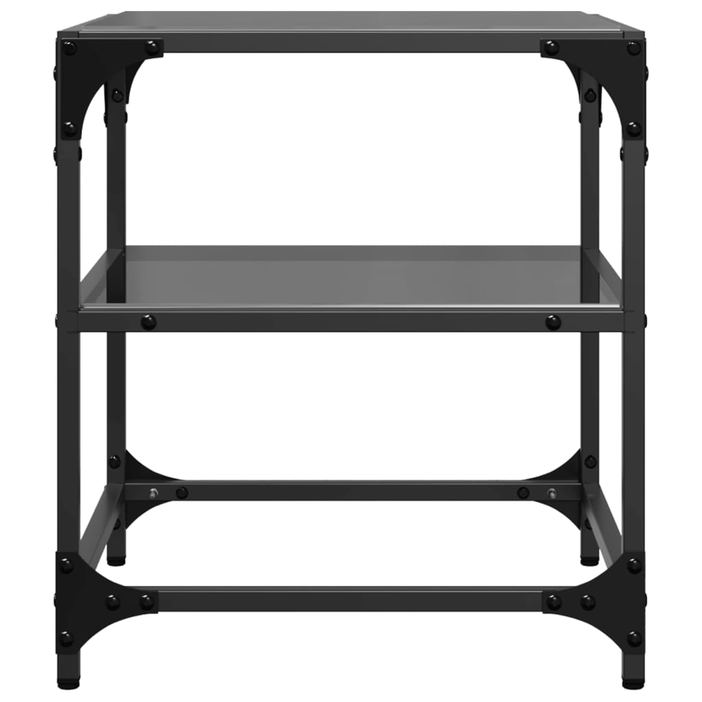 Stolići za kavu s crnim staklenim vrhom 2 kom 40x40x45 cm čelik