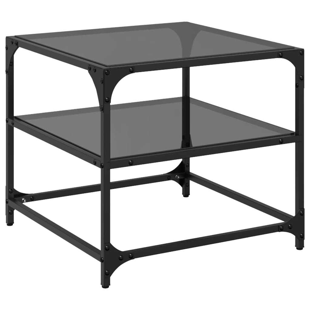 Stolići za kavu s crnim staklenim vrhom 2 kom 50x50x45 cm čelik