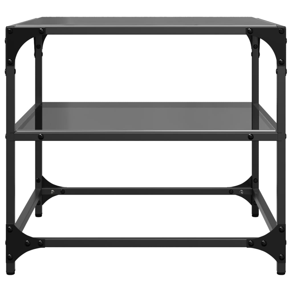 Stolići za kavu s crnim staklenim vrhom 2 kom 50x50x45 cm čelik