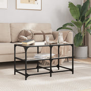 Stolić za kavu s crnom staklenom površinom 78,5x40x45 cm čelik