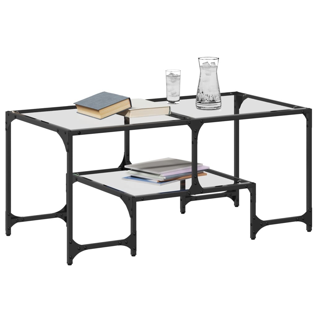 Stolić s prozirnom staklenom površinom 98,5x50x45 cm čelik