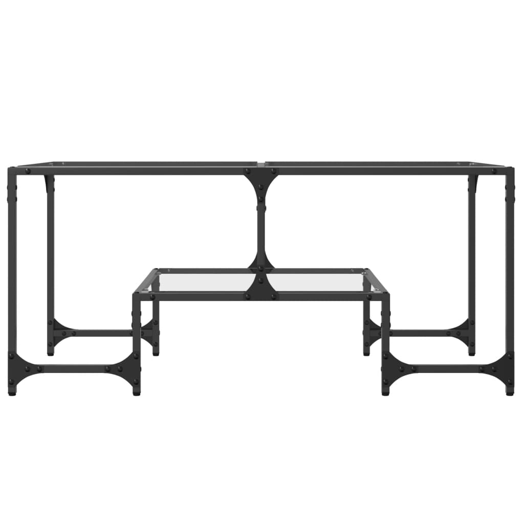 Stolić s prozirnom staklenom površinom 98,5x50x45 cm čelik
