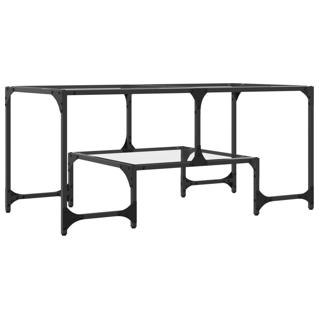 Stolić s prozirnom staklenom površinom 98,5x50x45 cm čelik