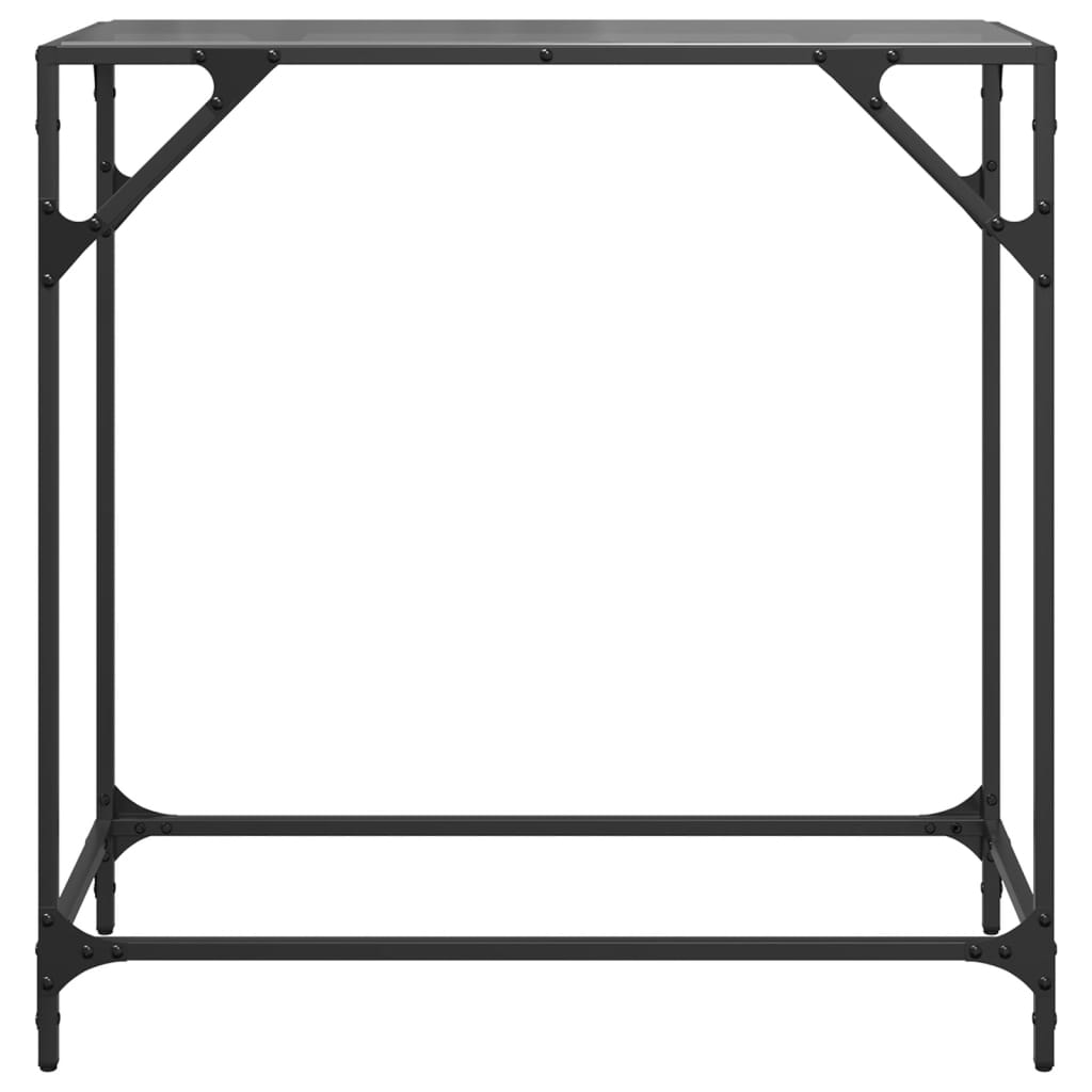 Konzolni stol s crnom staklenom površinom 80x35x81 cm čelični