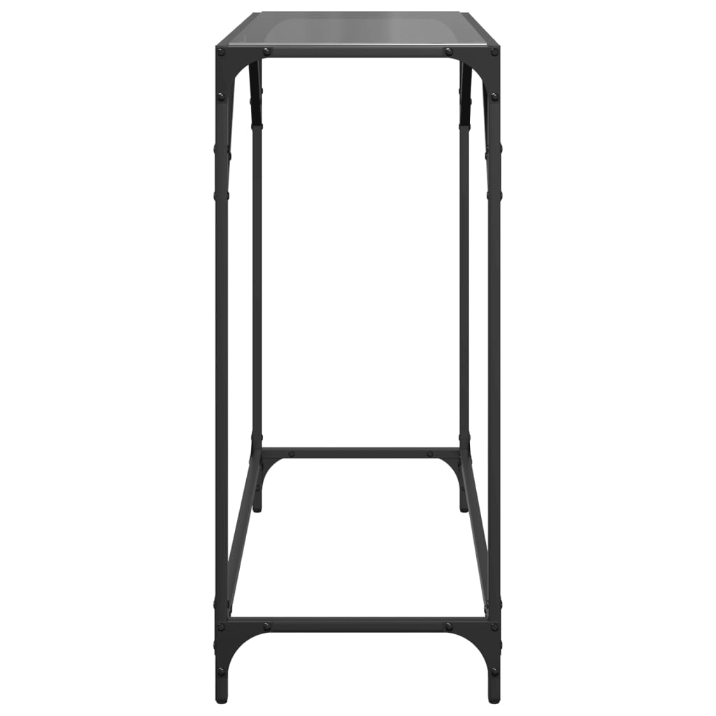 Konzolni stol s crnom staklenom površinom 80x35x81 cm čelični