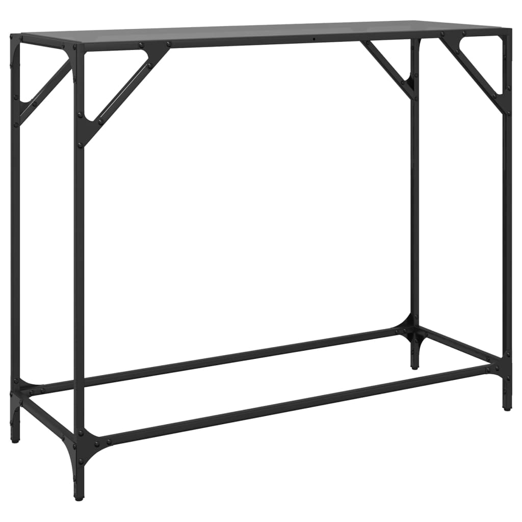 Konzolni stol s crnom staklenom površinom 98x35x81 cm čelični
