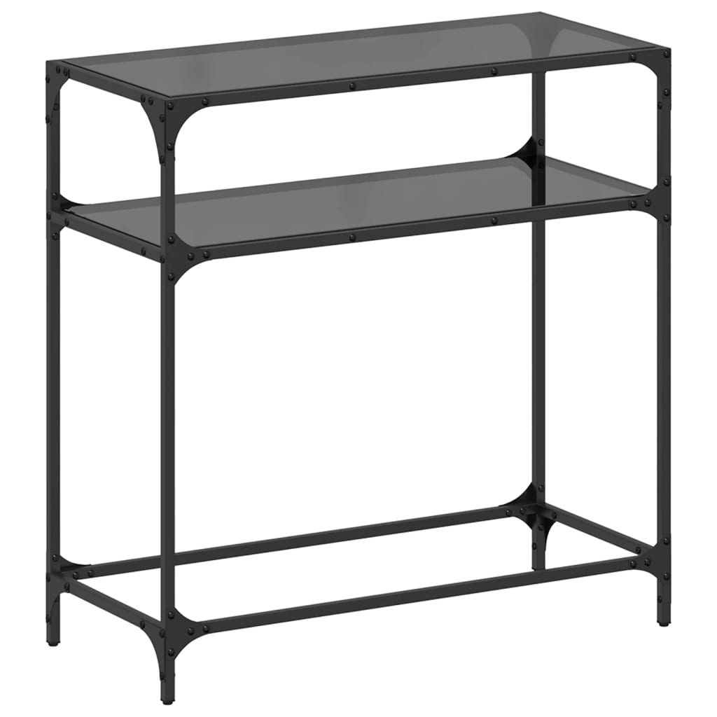 Konzolni stol s crnom staklenom površinom 80x35x81 cm čelični