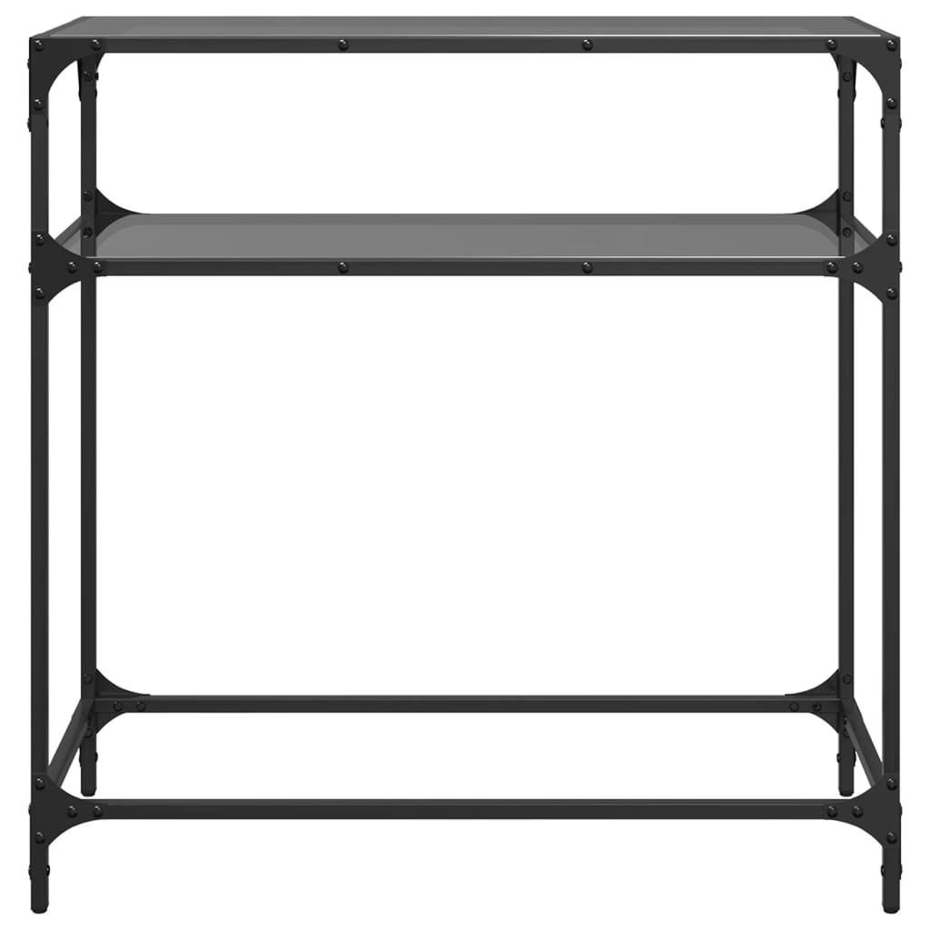 Konzolni stol s crnom staklenom površinom 80x35x81 cm čelični