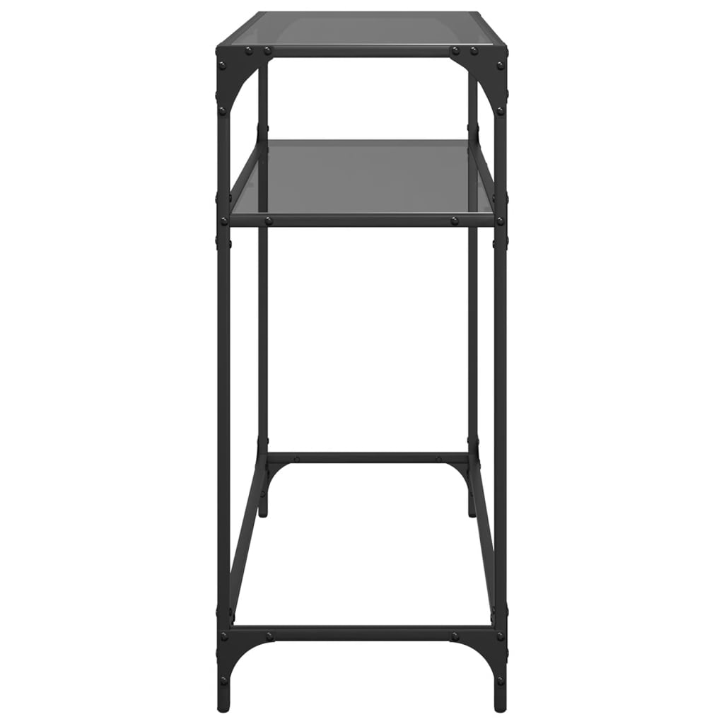 Konzolni stol s crnom staklenom površinom 80x35x81 cm čelični