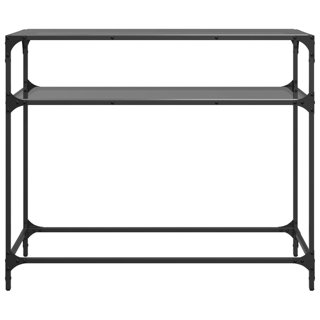 Konzolni stol s crnom staklenom površinom 98x35x81 cm čelični