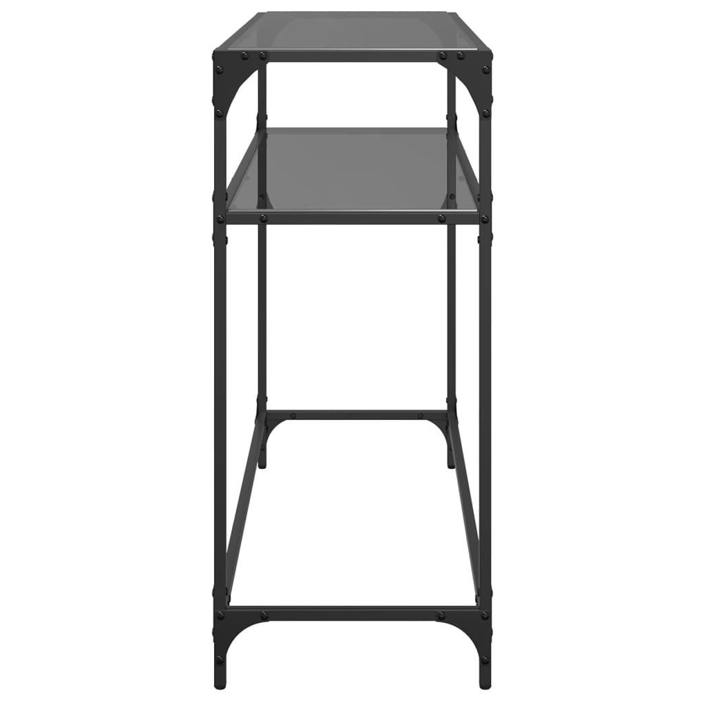 Konzolni stol s crnom staklenom površinom 98x35x81 cm čelični