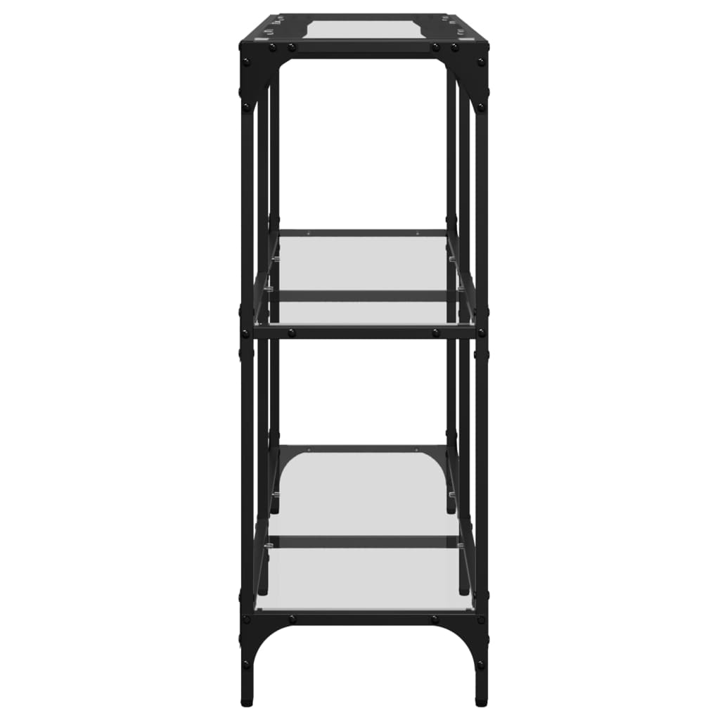 Konzolni stol s prozirnom staklenom površinom 98x30x81 cm čelik