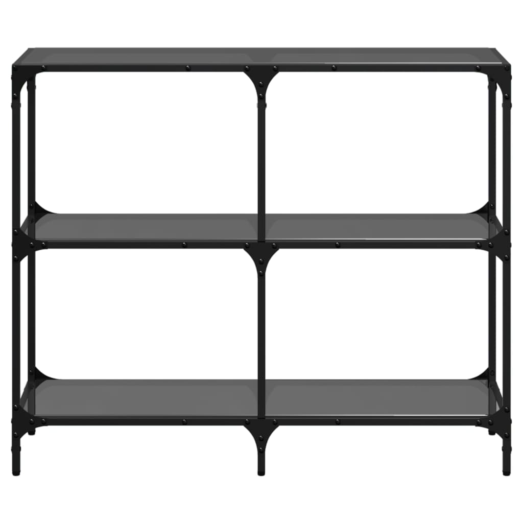 Konzolni stol s crnom staklenom površinom 98x30x81 cm čelični