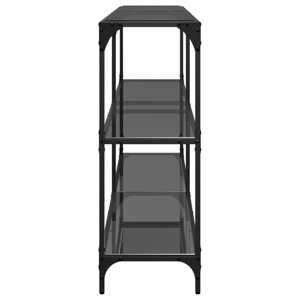 Konzolni stol s crnom staklenom površinom 158,5x30x81cm čelični