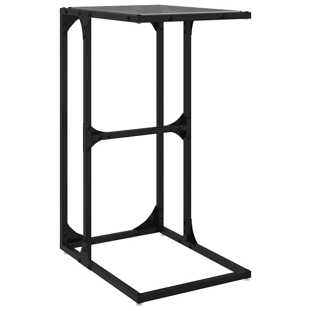 Bočni stolić s crnom staklom 40 x 30 x 61,5 cm čelični