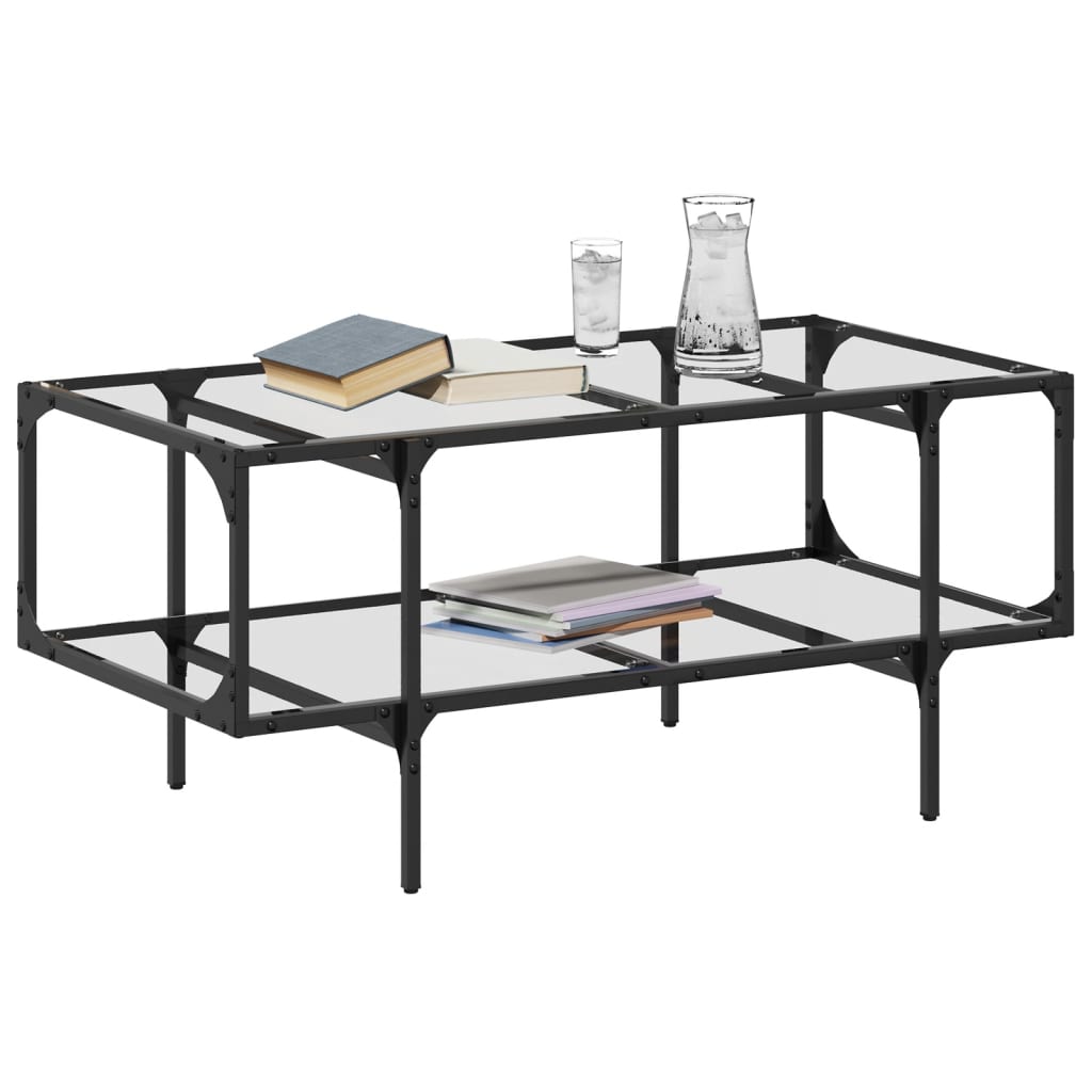 Stolić s prozirnom staklenom površinom 98,5x50x45 cm čelik
