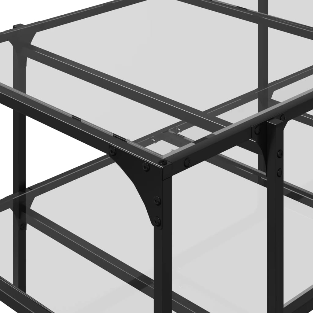 Stolić s prozirnom staklenom površinom 98,5x50x45 cm čelik