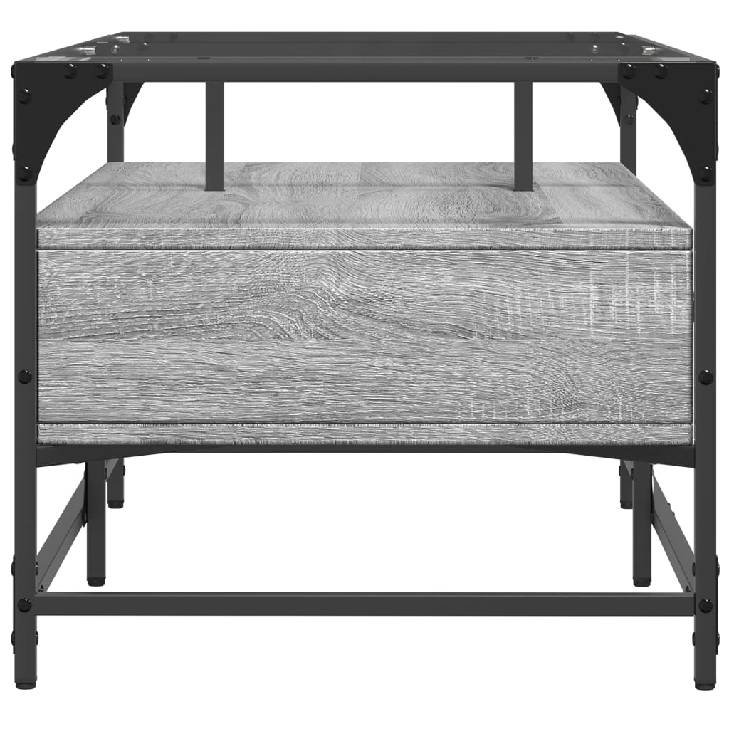 Stolić sa staklenom površinom boja hrasta 98,5x50x45 cm čelik