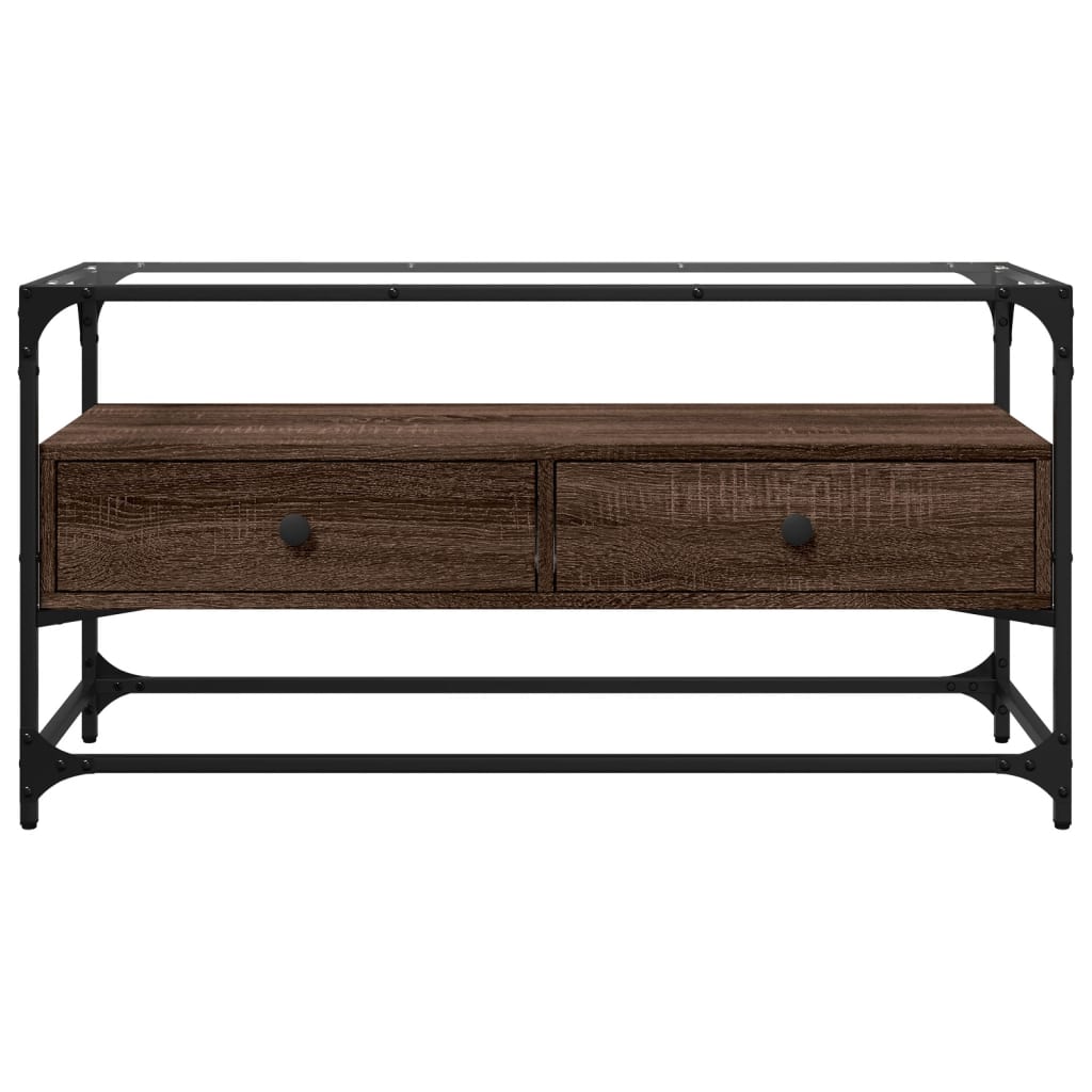 TV ormarić sa staklenom površinom boja hrasta 98x35x51 cm drvo