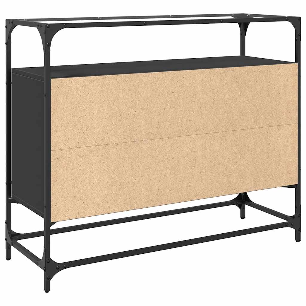 Komoda sa staklenom površinom crna 98x35x81 cm drvena