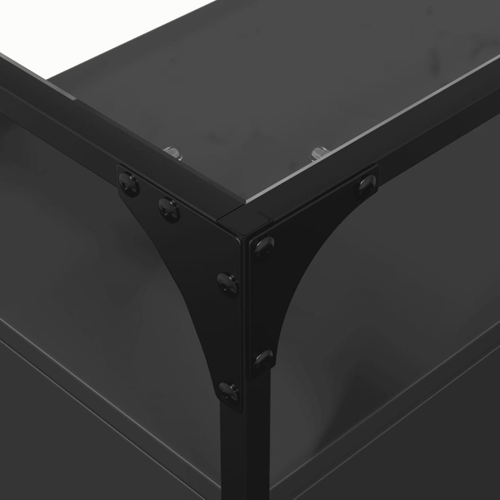 Komoda sa staklenom površinom crna 98x35x81 cm drvena