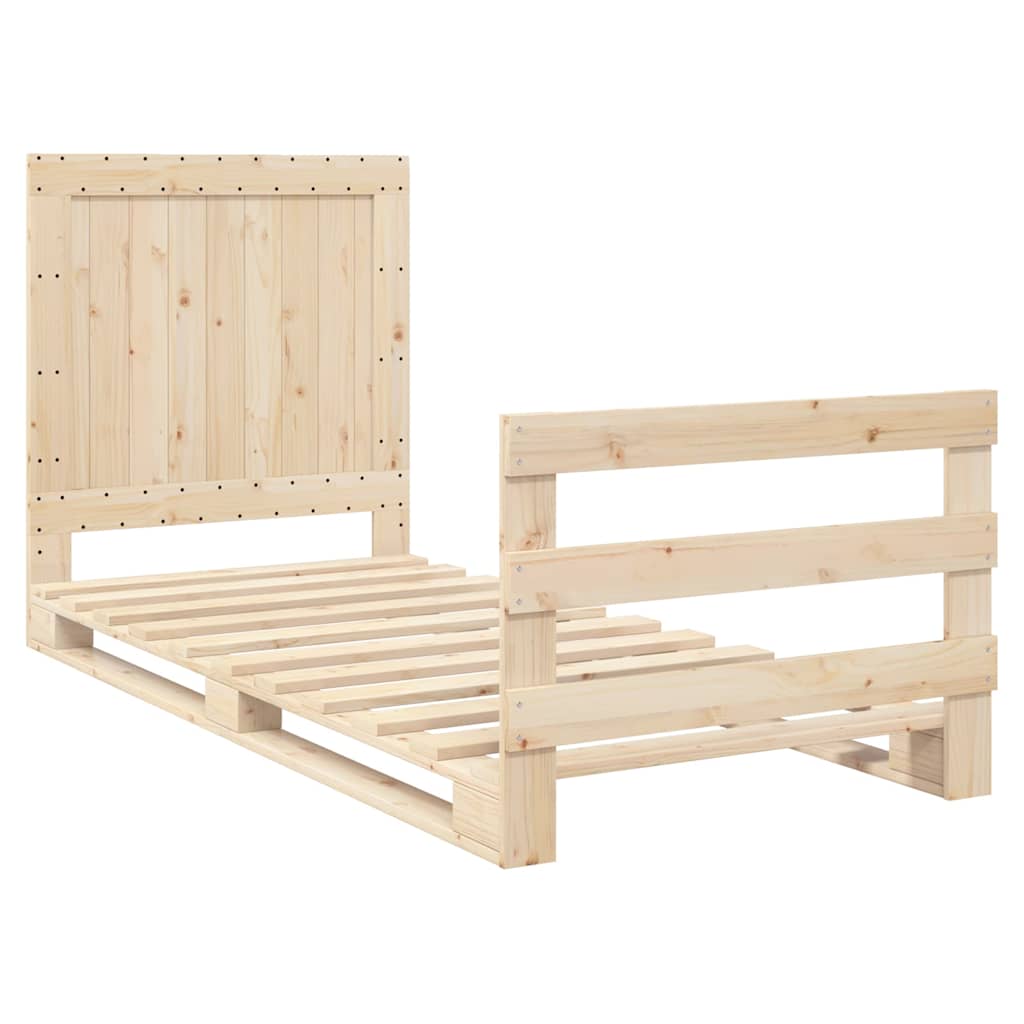 Okvir kreveta s uzglavljem 90 x 200 cm od masivne borovine