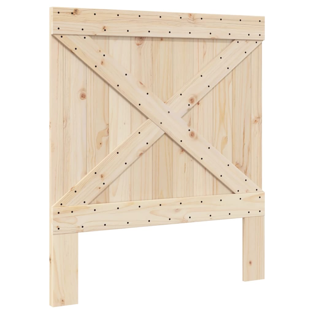 Okvir za krevet s uzglavljem sivi 90x200 cm masivna borovina