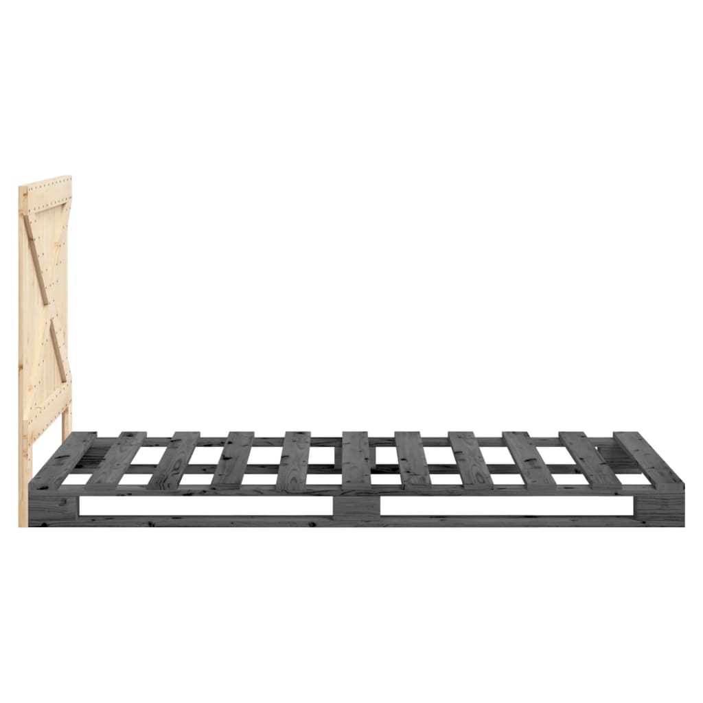 Okvir za krevet s uzglavljem sivi 100x200 cm masivna borovina