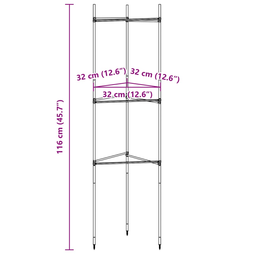 Kavezi za rajčice 8 kom 116 cm od čelika i PP-a
