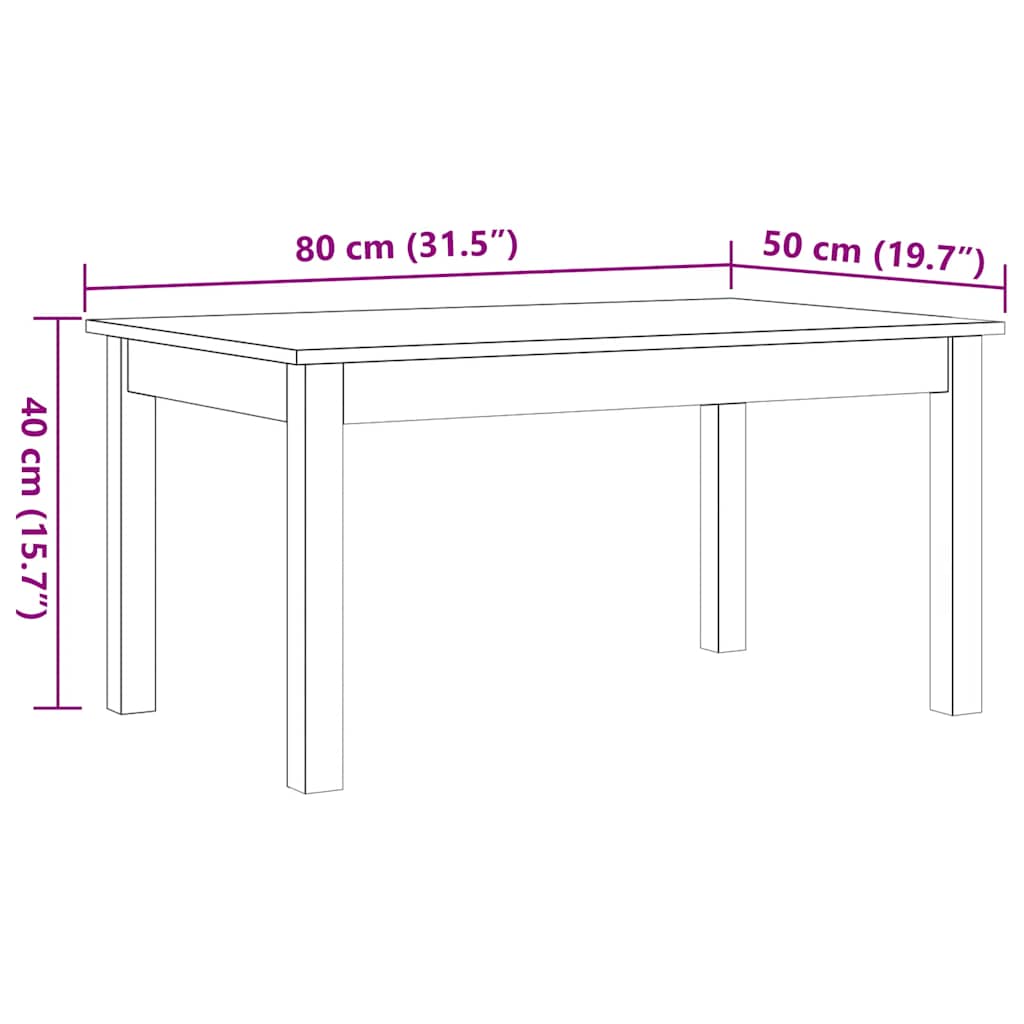 Stolić za kavu voštano smeđi 80x50x40 cm od masivne borovine
