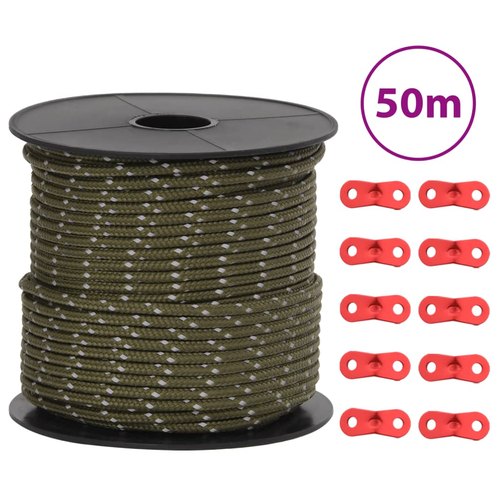 Uže za šator s reflektirajućim prugama i ključevima 50 m 4 mm