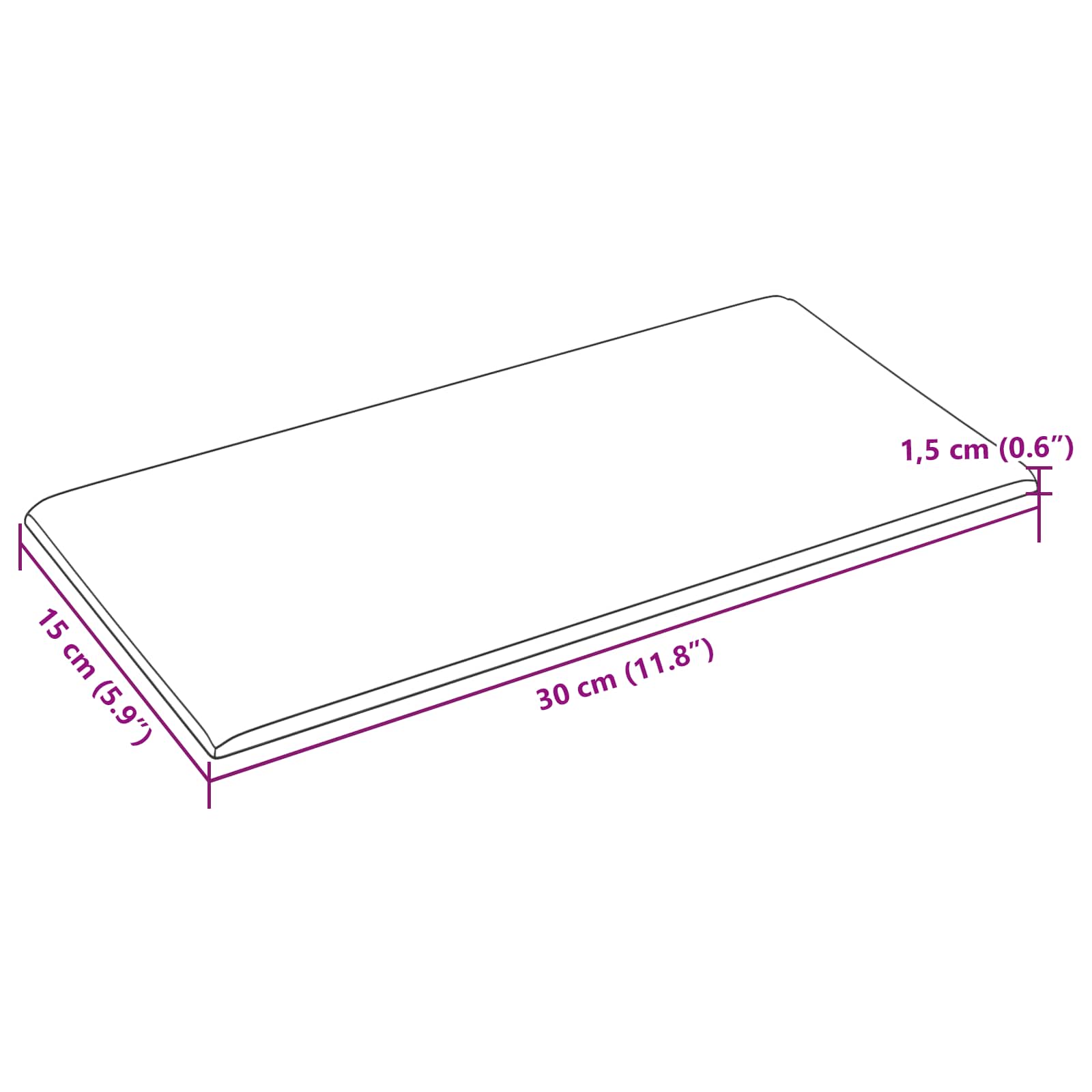 Zidna uzglavlja 12 pcs Tamno siva 30 x 15 cm tkanina